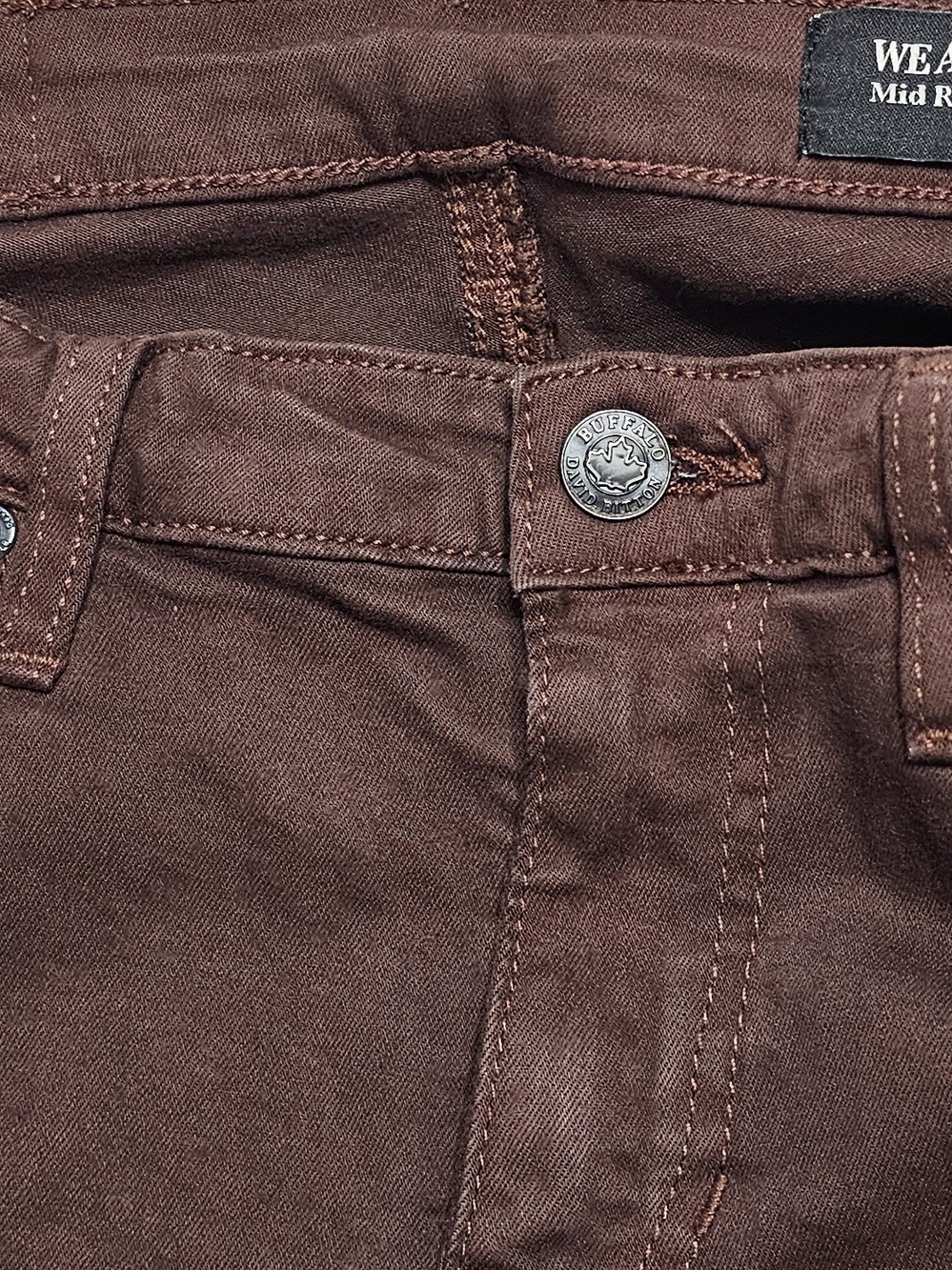 Buffalo Women's Mid Rise Brown Jeans.